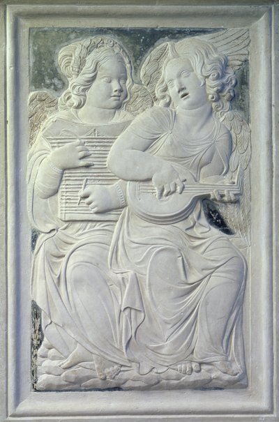 Two putti from the frieze of musical angels in the Chapel of Isotta degli Atti, c.1450 by Agostino di Duccio